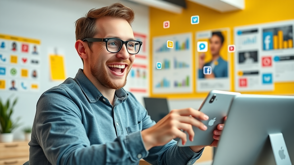 ai tool for social media marketing — Social media manager engaging with AI-powered campaign dashboard in London
