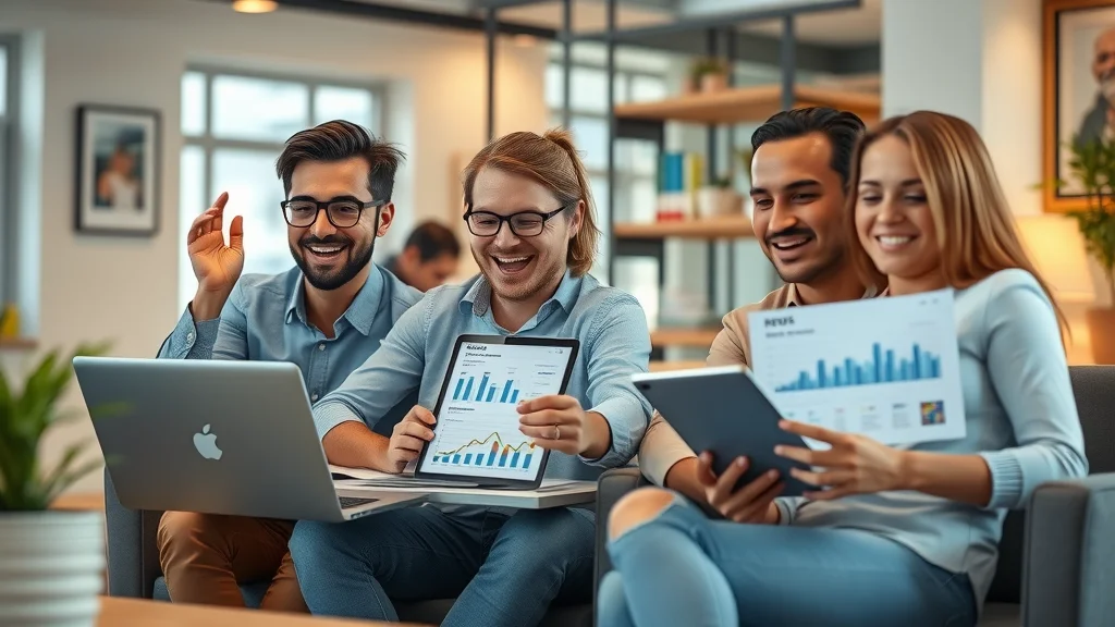 small business team celebrating marketing transformation from fractional cmo success