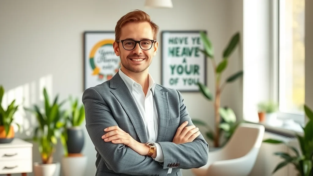 Confident category management consultant with expertise in category development posing in a modern workspace